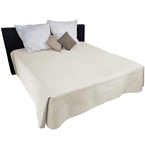 NYVI Bettüberwurf UltraSonic 160x250 cm Creme/Taupe Wendedesign - Doppelseitige Luxus Tagesdecke mit hochwertiger Laser-Steppung, feine PES-Mikrofaserfüllung, Maschinenwaschbar, Oeko-TEX 100 von NYVI