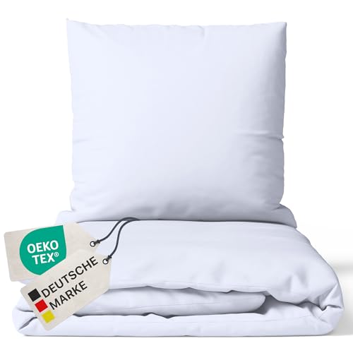 NYVI Bettwäsche Set DreamScience Mikrofaser Uni 135x200 + 80x80 cm Weiß - Atmungsaktiv & Weich - Mit Reißverschluss, Oeko-TEX Zertifiziert, für Allergiker geeignet von NYVI