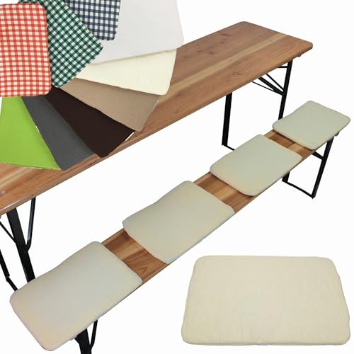 NYVI Bierbank Sitzkissen 36x25 cm NYVIGala 4er Set Ecru - Komfortable Sitzpolster für Bierbänke - Bierbankkissen mit elastischer Klettband Befestigung - Polster Bierzeltgarnitur von NYVI