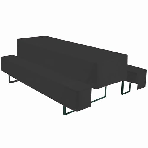 NYVI Biertischhussen Set NYVIGala Schwarz - 3-teiliges Hussen-Set für Bierzeltgarnitur - Tischhusse für 50x220 cm Biertische & 2 Bierbankhussen für 220x25 cm Sitzbänke - Waschbar, Oeko-TEX 100 von NYVI