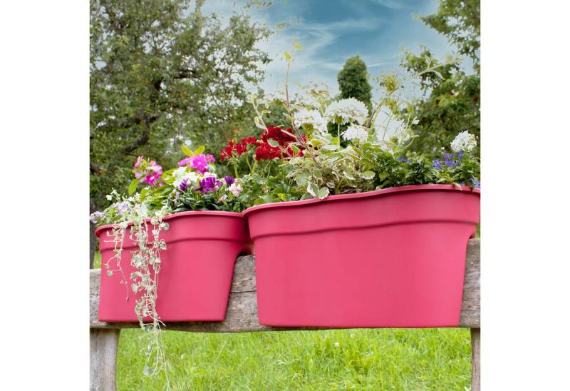 NYVI Blumenkasten Blumenkasten mit Halterung Flowerclip für Geländer XL 2er Set (2 St), Pflanzkasten für Balkongeländer - Recycelter Kunststoff – Wetterfest von NYVI