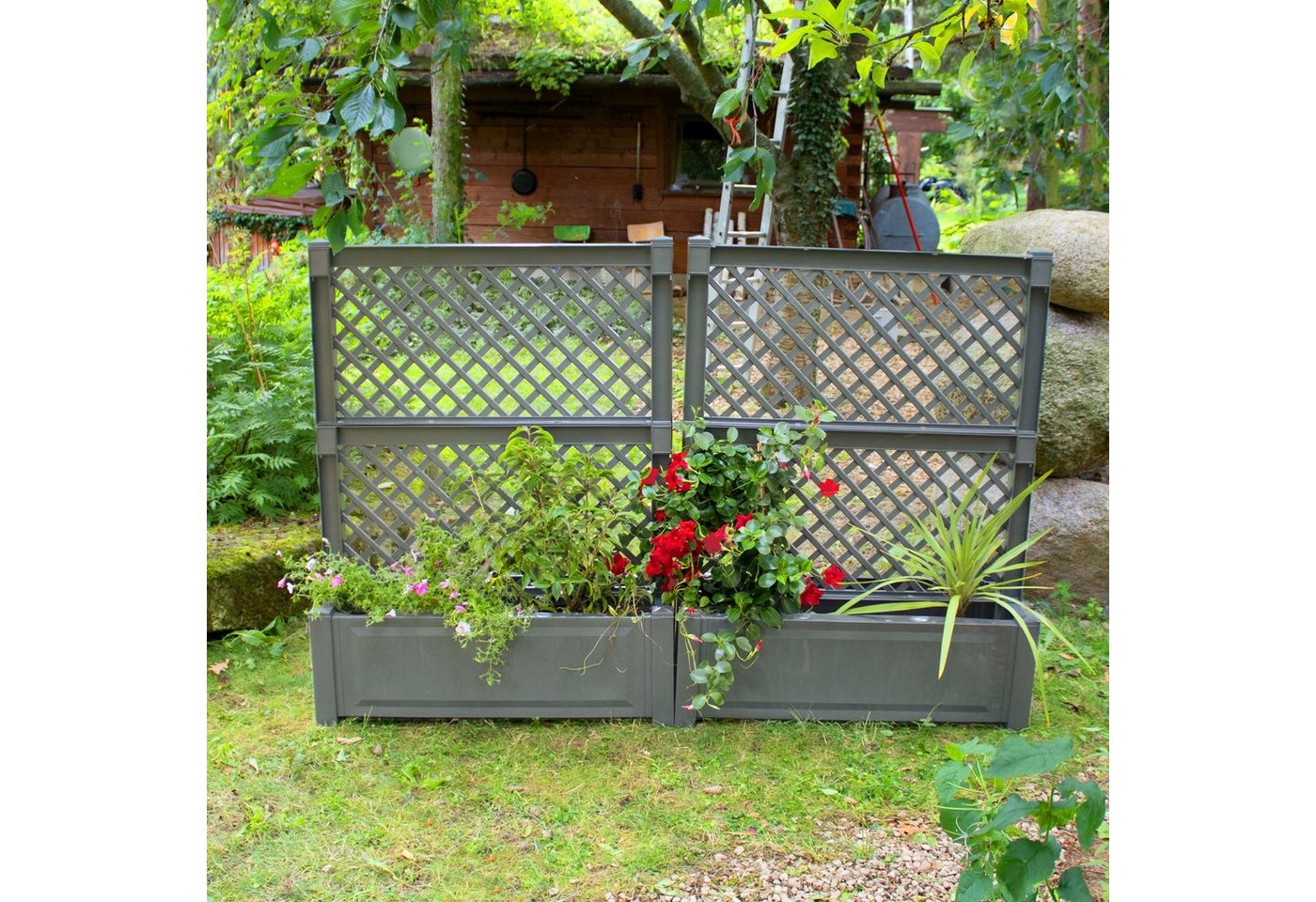 NYVI Blumenkasten Pflanzkasten NYVIGreen 100x43x140 cm 110L mit Zentralspalier 2er Set (2 St), Pflanzkübel aus Kunststoff, Pflegeleicht, Montage ohne Werkzeug von NYVI