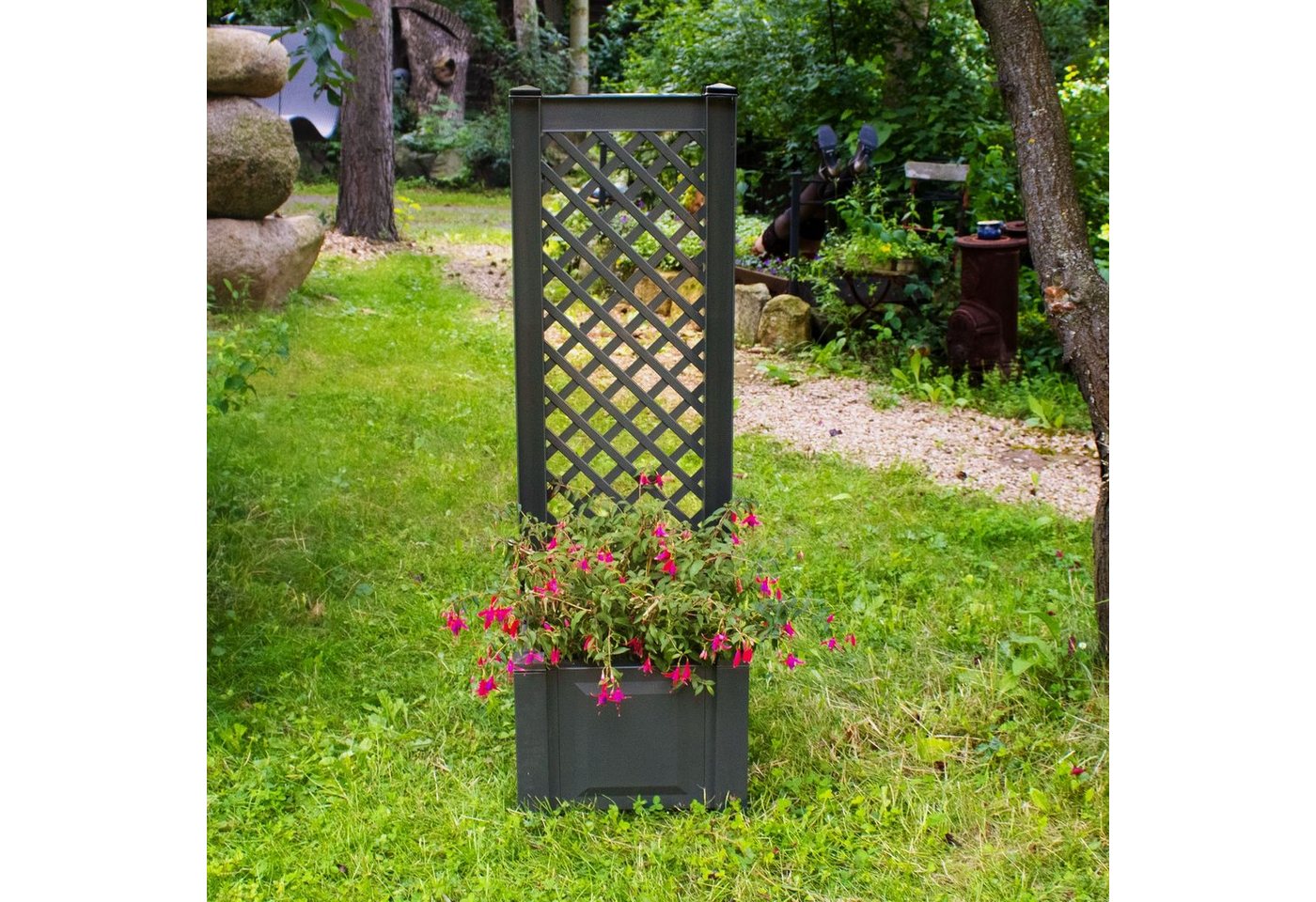 NYVI Blumenkasten Pflanzkasten NYVIGreen 43x43x140 cm 44 Liter mit Spalier (1 St), Pflanzkübel aus Kunststoff, Blumenkasten, Pflegeleicht, Steckmontage von NYVI