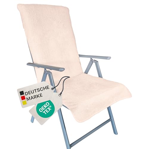 NYVI Frottee Schonbezug für Gartenstuhl NYVISpa 60x130 cm Beige - Hygiene Auflage für Hochlehner Gartenstühle Campingstühle - Handtuch Bezug - Oeko-TEX 100 von NYVI