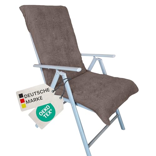 NYVI Frottee Schonbezug für Gartenstuhl NYVISpa 60x130 cm Taupe - Hygiene Auflage für Hochlehner Gartenstühle Campingstühle - Handtuch Bezug - Oeko-TEX 100 von NYVI
