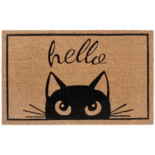 NYVI Fußmatte Cats - Wetterfest, rutschfest, Langlebig, für Innen und Außen - Fußabtreter Schmutzfangmatte - 45x70 cm Rechteckig - Hello Cat NYVI Fußmatte Cats - Wetterfest, rutschfest, Langlebig, für Innen und Außen - Fußabtreter Schmutzfangmatte - 45x70 cm Rechteckig - Hello Cat von NYVI