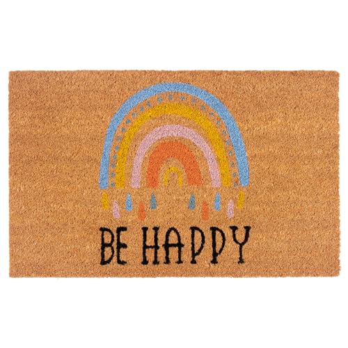 NYVI Fußmatte Kokos - rutschfest, Wetterfest, für Innen und Außen - Schmutzfangmatte Kokosmatte - 40x70 cm Rechteckig - Be Happy Rainbow NYVI Fußmatte Kokos - rutschfest, Wetterfest, für Innen und Außen - Schmutzfangmatte Kokosmatte - 40x70 cm Rechteckig - Be Happy Rainbow von NYVI