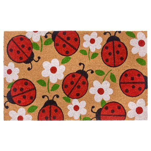 NYVI Fußmatte Kokos - rutschfest, Wetterfest, für Innen und Außen - Schmutzfangmatte Kokosmatte - 45x75 cm Rechteckig - Ladybug NYVI Fußmatte Kokos - rutschfest, Wetterfest, für Innen und Außen - Schmutzfangmatte Kokosmatte - 45x75 cm Rechteckig - Ladybug von NYVI