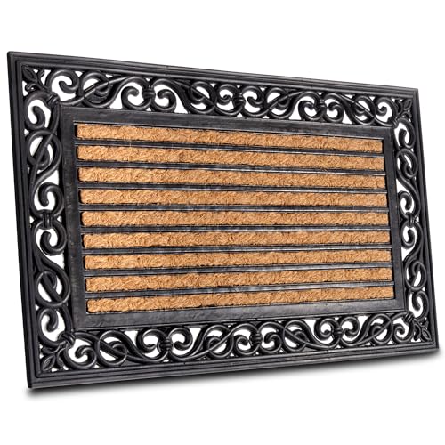 NYVI Fußmatte Kokos - rutschfest, Wetterfest, für Innen und Außen - Schmutzfangmatte Kokosmatte - 45x75 cm Rechteckig - Ornamente NYVI Fußmatte Kokos - rutschfest, Wetterfest, für Innen und Außen - Schmutzfangmatte Kokosmatte - 45x75 cm Rechteckig - Ornamente von NYVI
