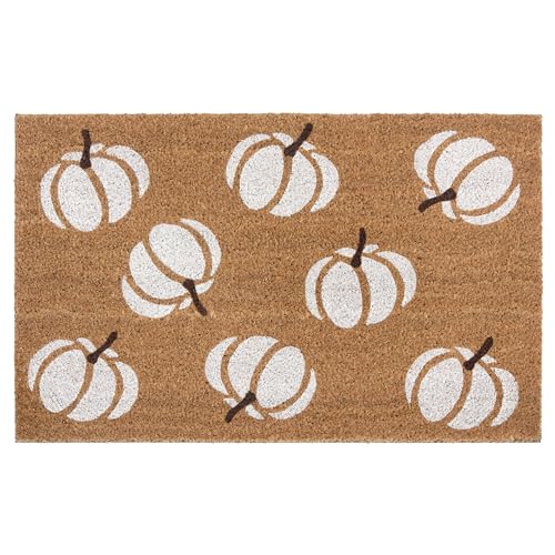 NYVI Fußmatte Kokos - rutschfest, Wetterfest, für Innen und Außen - Schmutzfangmatte Kokosmatte - 45x75 cm Rechteckig - Pumpkins White NYVI Fußmatte Kokos - rutschfest, Wetterfest, für Innen und Außen - Schmutzfangmatte Kokosmatte - 45x75 cm Rechteckig - Pumpkins White von NYVI