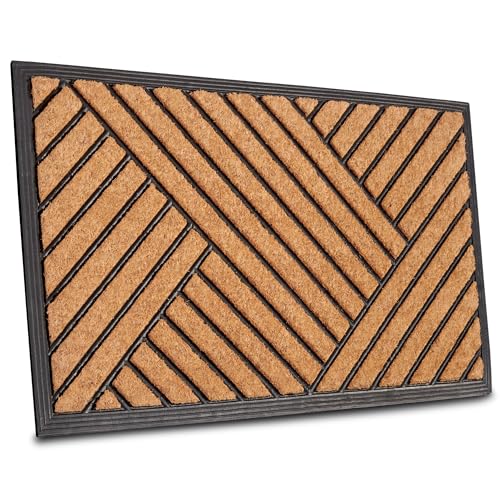NYVI Fußmatte Kokos - rutschfest, Wetterfest, für Innen und Außen - Schmutzfangmatte Kokosmatte - 45x75 cm Rechteckig - Streifen Schräg NYVI Fußmatte Kokos - rutschfest, Wetterfest, für Innen und Außen - Schmutzfangmatte Kokosmatte - 45x75 cm Rechteckig - Streifen Schräg von NYVI