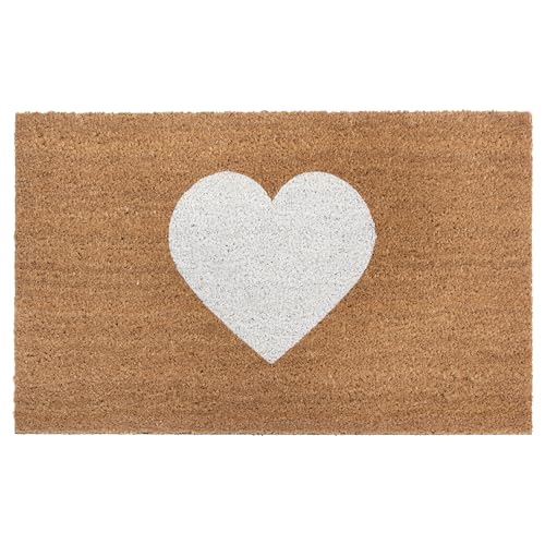 NYVI Fußmatte Kokos - rutschfest, Wetterfest, für Innen und Außen - Schmutzfangmatte Kokosmatte - 45x75 cm Rechteckig - White Heart NYVI Fußmatte Kokos - rutschfest, Wetterfest, für Innen und Außen - Schmutzfangmatte Kokosmatte - 45x75 cm Rechteckig - White Heart von NYVI