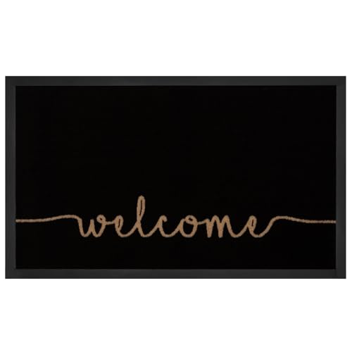 NYVI Fußmatte Printy - rutschfest, Waschbar, für Innen und Außen - Schmutzfangmatte Türmatte - 45x75 cm Rechteckig - Welcome Beige NYVI Fußmatte Printy - rutschfest, Waschbar, für Innen und Außen - Schmutzfangmatte Türmatte - 45x75 cm Rechteckig - Welcome Beige von NYVI