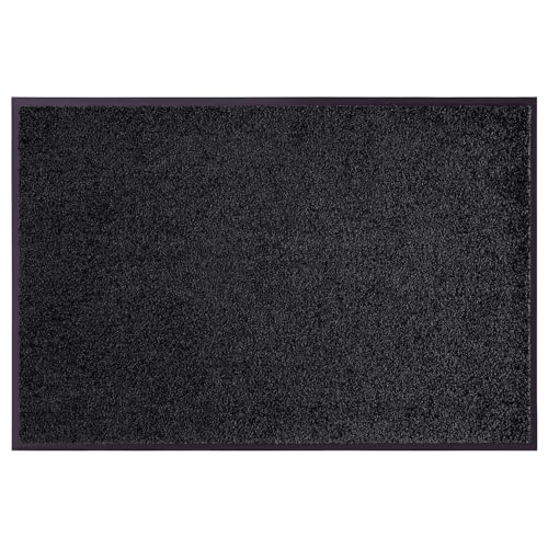 NYVI Fußmatte Wash & Clean - Wetterfest, Saugstark, rutschfest - Schmutzfangmatte Türmatte - 60x90 cm Rechteckig - Schwarz von NYVI