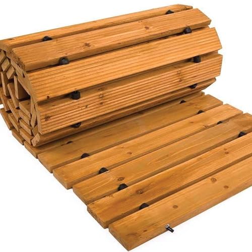 NYVI Gartenweg aus Holz - 1x 245x43 cm - Holzweg ausrollbar - Witterungsbeständig, Stabil, Schnell Trocknend - ausrollbarer Gartentritt - Rollweg Holztritt von NYVI