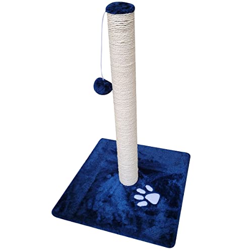 NYVI Katzen Kratzstamm Milano 63 cm groß Dunkelblau - Katzen Kratzbaum Sisal Kratz Säule mit Fellball zum Spielen - Stabiler und Robuster Katzenbaum von NYVI