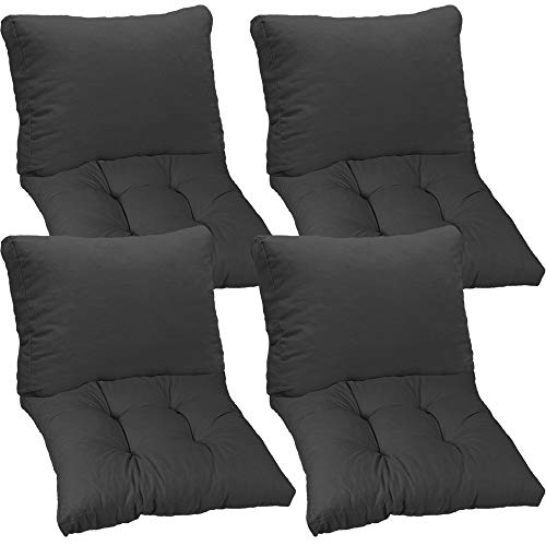 NYVI Loungekissen SmartLounge Set 4X Sitzkissen 60x60 cm und 4X Rückenkissen 60x40 cm Anthrazit - Wasserabweisende Auflagen für Indoor und Outdoor - Stuhlkissen für Rattanmöbel und Gartenmöbel von NYVI