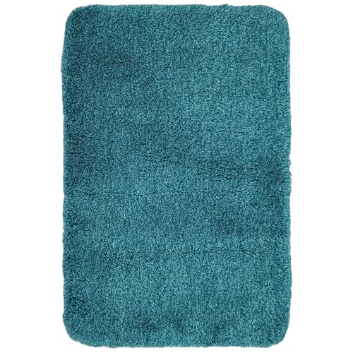 NYVI Luxus Badteppich Melange - Ultraweicher & Dichter Hochflor - Badematte - Türkis 60x90 cm - rutschhemmend, enorm saugfähig, schnell trocknend - Badezimmerteppich mit OEKO-TEX100 von NYVI