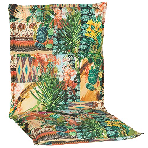 NYVI Niedriglehner Auflagen Piemont 4er Set - 98x46x8 cm Dschungel - Extra Starker 8cm Sitzpolster - Gartenmöbel Auflagen mit Halteband & Bindebändern von NYVI