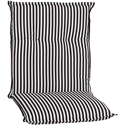 NYVI Niedriglehner Auflagen Piemont 6er Set - 98x46x8 cm Schwarz/Weiß - Extra Starker 8cm Sitzpolster - Gartenmöbel Auflagen mit Halteband & Bindebändern von NYVI