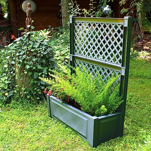 NYVI Pflanzkasten NYVIGreen 100x43x140 cm 110 Liter mit Spalier - Pflanzkübel aus wetterfestem & recyceltem Kunststoff - Blumenkasten - Pflegeleicht, Steckmontage ohne Werkzeug, Farbe:Anthrazit von NYVI