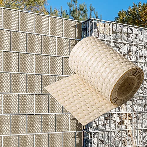 NYVI Polyrattan Sichtschutzstreifen Privafence Beige 255 x 19 cm - SPARSETS - Sichtschutz für Doppelstabmatten Zaun - Premium Zaunsichtschutz von NYVI