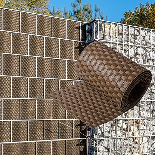 NYVI Polyrattan Sichtschutzstreifen Privafence Braun 255 x 19 cm - SPARSETS - Sichtschutz für Doppelstabmatten Zaun - Premium Zaunsichtschutz von NYVI