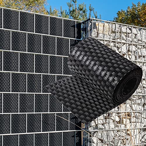 NYVI Polyrattan Sichtschutzstreifen Privafence Schwarz 255 x 19 cm - SPARSETS - Sichtschutz für Doppelstabmatten Zaun - Premium Zaunsichtschutz von NYVI