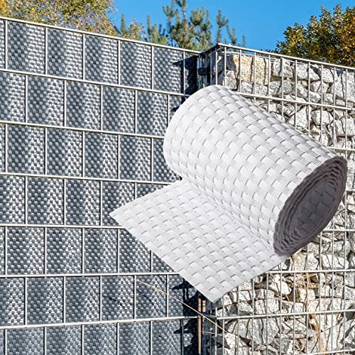 NYVI Polyrattan Sichtschutzstreifen Privafence Weiß 255 x 19 cm 5 Rollen (12,75 Meter) - SPARSETS - Sichtschutz für Doppelstabmatten Zaun - Premium Zaunsichtschutz von NYVI