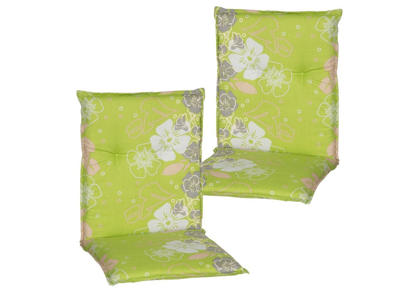 NYVI Sitzauflage Niedriglehner Auflagen 2er Set Barcelona Gartenstuhlauflagen 100x50cm, (2 St), Niederlehner Stuhlauflage Sitzauflage mit Halteband Blumen Floral von NYVI