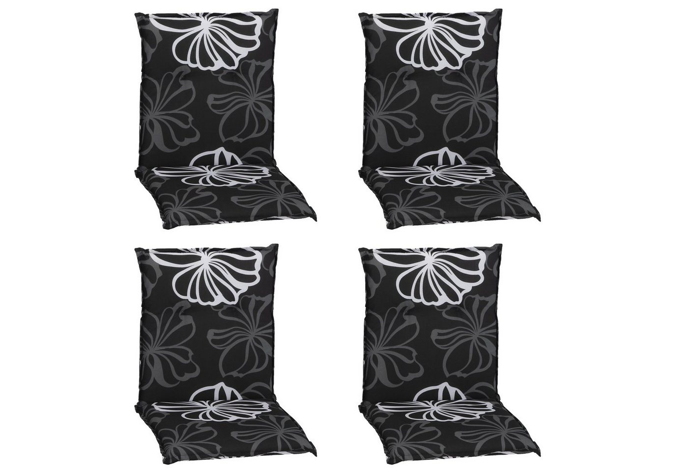 NYVI Sitzauflage Niedriglehner Auflagen 4er Set Barcelona Gartenstuhlauflagen 100x50cm, (4 St), Niederlehner Stuhlauflage Sitzauflage mit Halteband Blumen Floral von NYVI