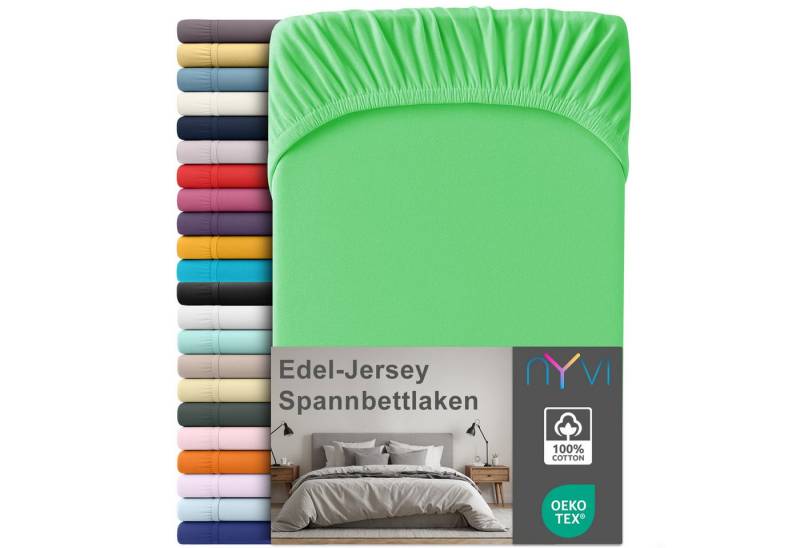 NYVI Spannbettlaken Edel Jersey Spannbettlaken Deluxe für Matratzen bis 25 cm Steghöhe, Baumwolle, (1 Stück), 90-100x200 cm - 100% Baumwolle supergekämmt, 140g/m², Rundumgummizug von NYVI