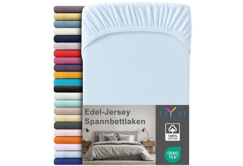 NYVI Spannbettlaken Edel Jersey Spannbettlaken Deluxe für Matratzen bis 25 cm Steghöhe, Baumwolle, (1 Stück), 90-100x200 cm - 100% Baumwolle supergekämmt, 140g/m², Rundumgummizug von NYVI