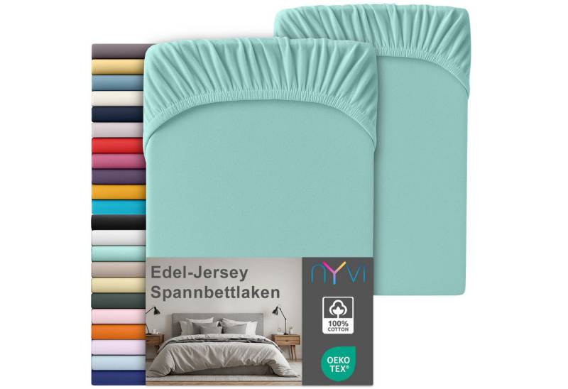 NYVI Spannbettlaken Edel Jersey Spannbettlaken Deluxe für Matratzen bis 25 cm Steghöhe, Baumwolle, (2 Stück), 90-100x200 cm - 100% Baumwolle supergekämmt, 140g/m², Rundumgummizug von NYVI