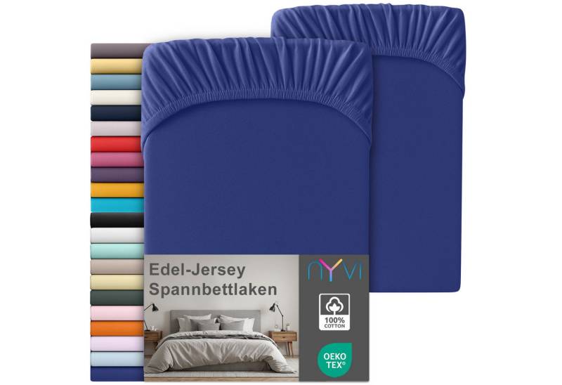 NYVI Spannbettlaken Edel Jersey Spannbettlaken Deluxe für Matratzen bis 25 cm Steghöhe, Baumwolle, (2 Stück), 90-100x200 cm - 100% Baumwolle supergekämmt, 140g/m², Rundumgummizug von NYVI