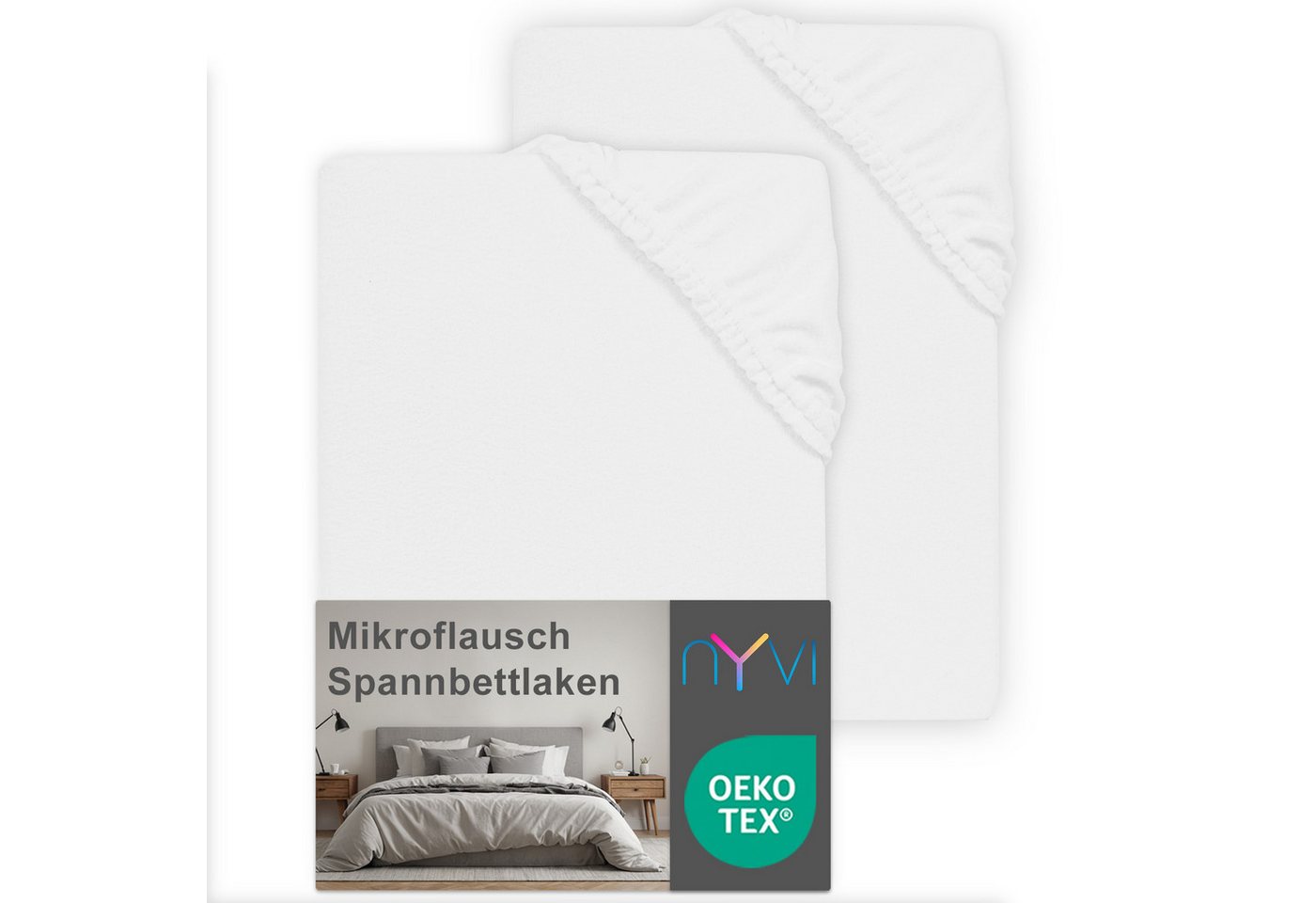 NYVI Spannbettlaken Spannbettlaken DreamScience Mikroflausch für Boxspringbetten bis 32 cm, Microfaser-Fleece, Gummizug: rundum, (2 Stück), Kuschelweiches & Wärmendes Bettlaken Spannbetttuch von NYVI