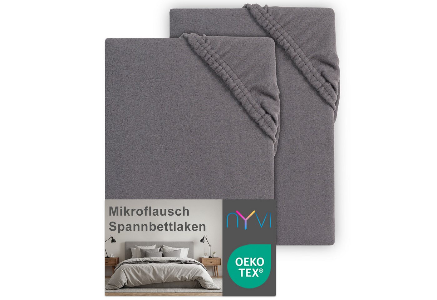 NYVI Spannbettlaken Spannbettlaken DreamScience Mikroflausch für Boxspringbetten bis 32 cm, Microfaser-Fleece, Gummizug: rundum, (2 Stück), Kuschelweiches & Wärmendes Bettlaken Spannbetttuch von NYVI