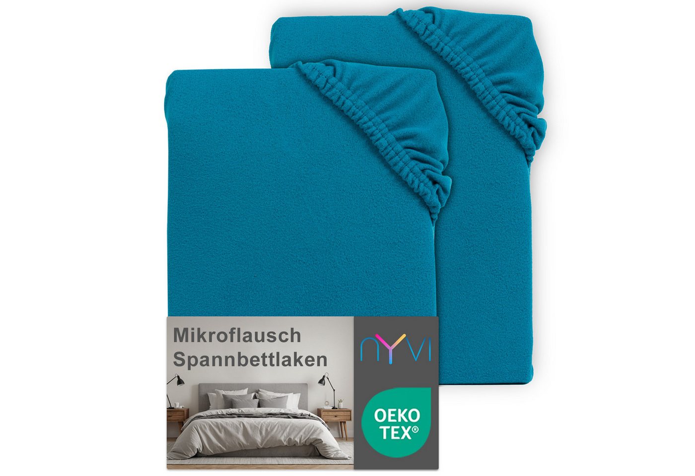 NYVI Spannbettlaken Spannbettlaken DreamScience Mikroflausch für Boxspringbetten bis 32 cm, Microfaser-Fleece, Gummizug: rundum, (2 Stück), Kuschelweiches & Wärmendes Bettlaken Spannbetttuch von NYVI