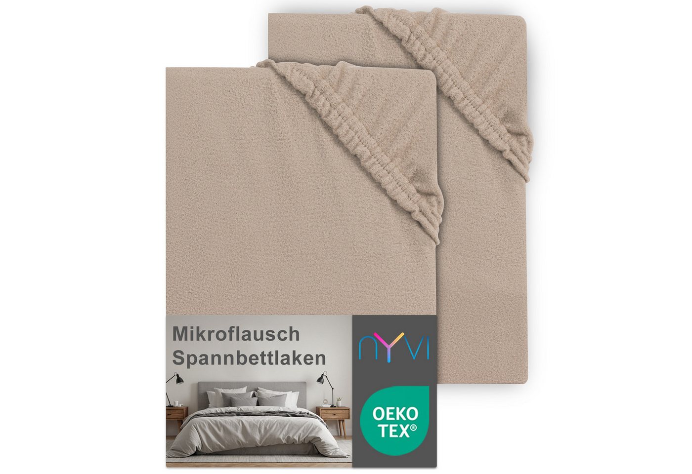 NYVI Spannbettlaken Spannbettlaken DreamScience Mikroflausch für Boxspringbetten bis 32 cm, Microfaser-Fleece, Gummizug: rundum, (2 Stück), Kuschelweiches & Wärmendes Bettlaken Spannbetttuch von NYVI