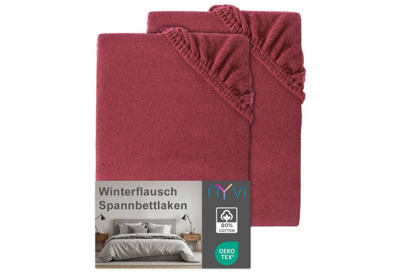NYVI Spannbettlaken Spannbettlaken DreamScience Winterflausch für Matratzen bis 22 cm Höhe, Feinbiber, Gummizug: rundum, (2 Stück), Wärmendes & Kuschelweiches Winter Bettlaken Spannbetttuch von NYVI