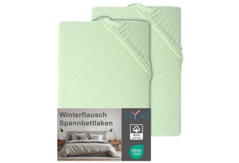 NYVI Spannbettlaken Spannbettlaken DreamScience Winterflausch für Matratzen bis 22 cm Höhe, Feinbiber, Gummizug: rundum, (2 Stück), Wärmendes & Kuschelweiches Winter Bettlaken Spannbetttuch von NYVI