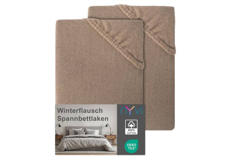 NYVI Spannbettlaken Spannbettlaken DreamScience Winterflausch für Matratzen bis 22 cm Höhe, Feinbiber, Gummizug: rundum, (2 Stück), Wärmendes & Kuschelweiches Winter Bettlaken Spannbetttuch von NYVI