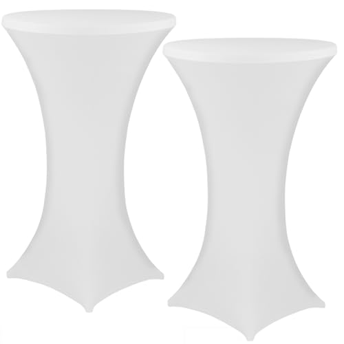 NYVI Stehtischhusse NYVIGala Weiß Ø 60-65 cm - 2er Set - Elastische Premium Stretchhussen für gängige Bistrotische & Stehtische - Dehnbarer Tischüberzug von NYVI