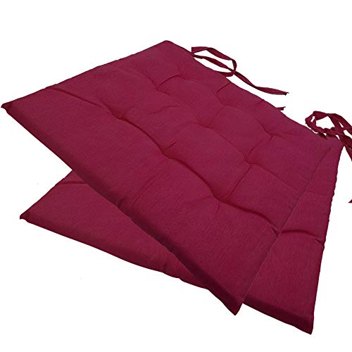 NYVI Stuhlkissen 40x40 cm ComfySeat Beere 2er Set - Sitzkissen mit Bändern/Schleife, 9-fache Steppung - Indoor & Outdoor - Gartenstuhlkissen aus Baumwoll-Mischgewebe - ÖkoTex 100 von NYVI