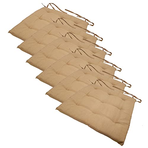 NYVI Stuhlkissen 40x40 cm ComfySeat Beige 6er Set - Sitzkissen mit Bändern/Schleife, 9-fache Steppung - Indoor & Outdoor - Gartenstuhlkissen aus Baumwoll-Mischgewebe - ÖkoTex 100 von NYVI