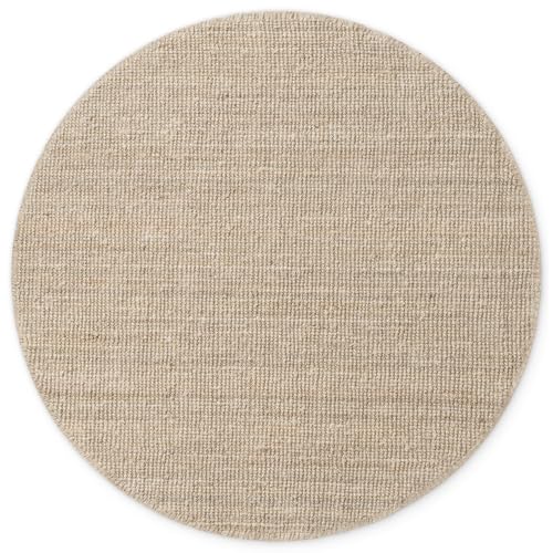 NYVI Teppich Bouclé - Pflegeleicht, Für Fußbodenheizung, Strapazierfähig - Wohnzimmerteppich Naturfaserteppich - Ø 160 cm Rund - Natur Elfenbein Weiß von NYVI