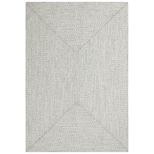 NYVI Teppich Braided - Wetterfest, Pflegeleicht, für Innen und Außen - Outdoorteppich Wohnteppich - 120x170 cm Rechteckig - Hellmélange von NYVI