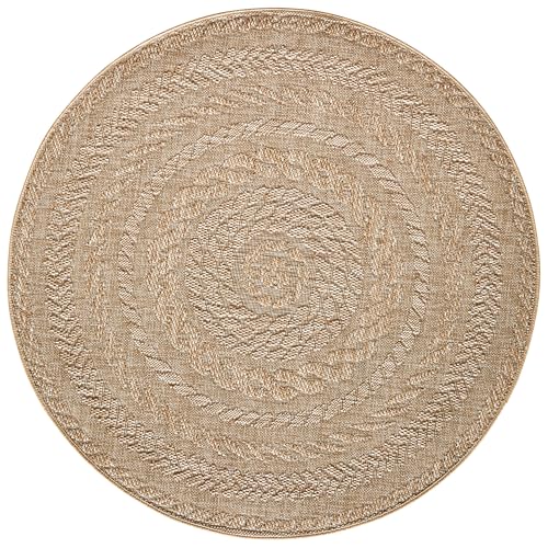 NYVI Teppich Forest - Wetterfest, Pflegeleicht, für Innen und Außen - Wohnzimmerteppich Outdoorteppich - Ø 160 cm Rund - Beige Braun Almendro NYVI Teppich Forest - Wetterfest, Pflegeleicht, für Innen und Außen - Wohnzimmerteppich Outdoorteppich - Ø 160 cm Rund - Beige Braun Almendro von NYVI
