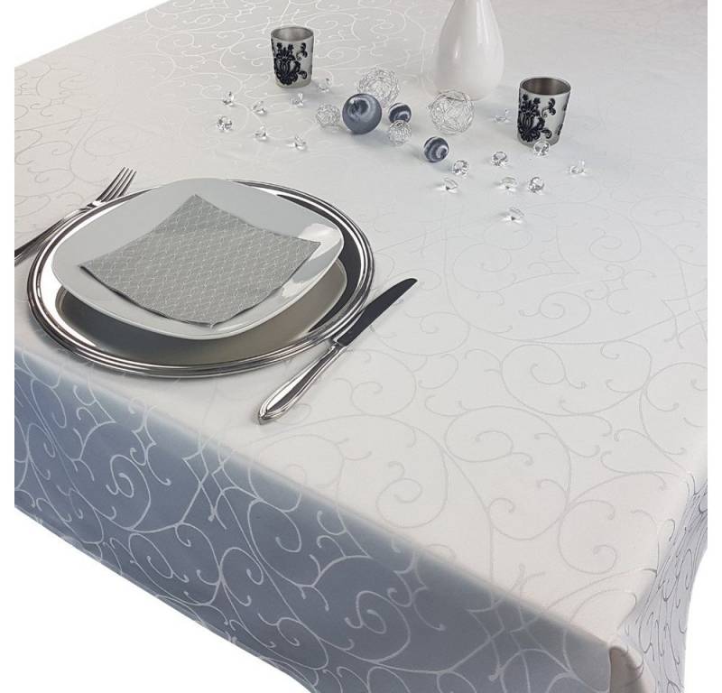 NYVI Tischdecke Tischdecke 150x250 cm elegante Tafeldecke mit edlen Ornamenten (1-tlg), Tafeltuch mit Rankenmuster schmal gesäumtes Tischtuch von NYVI