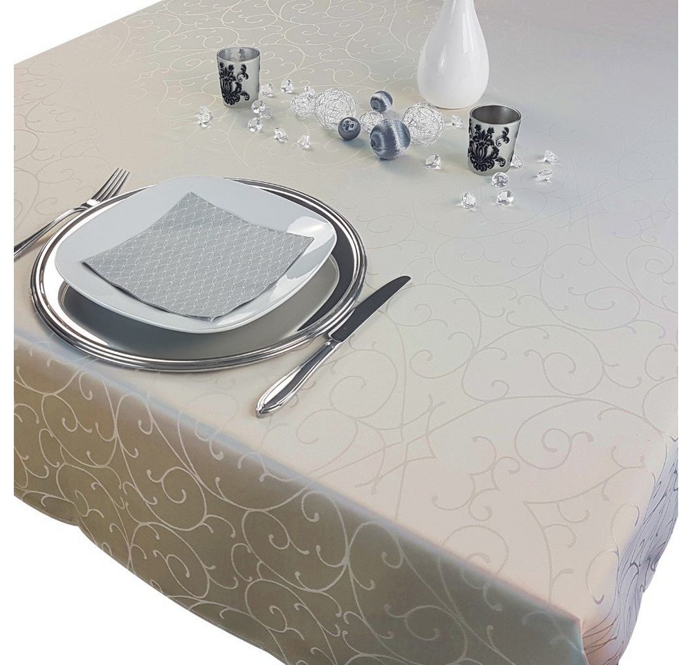 NYVI Tischdecke Tischdecke 150x250 cm elegante Tafeldecke mit edlen Ornamenten (1-tlg), Tafeltuch mit Rankenmuster schmal gesäumtes Tischtuch von NYVI